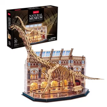 3D LED Puzzle Dante CubicFun NatMus Brachiosaurus 05447 – pädagogisches Montagemodell mit LED-Licht