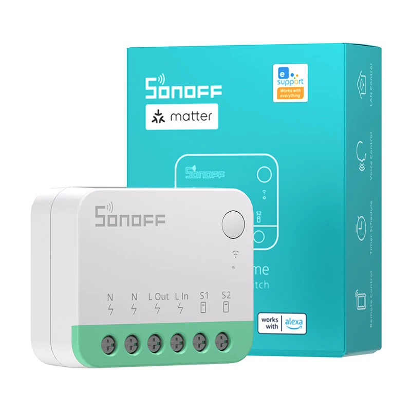 Sonoff MINIR4M Matter smarter WLAN-Minischalter (HomeKit, SmartThings, Home Assistant).