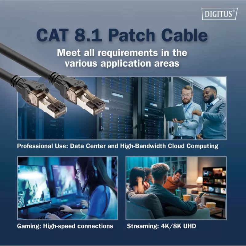 Patchkabel Digitus CAT 8.1 S/FTP RJ45 5m Schwarz