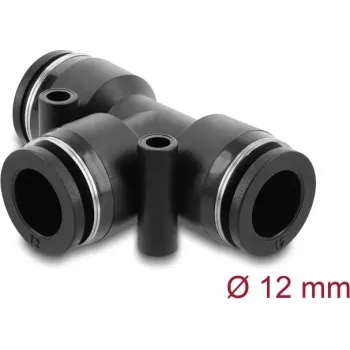 Pneumatischer T-Verbinder DELOCK 12 mm, Innengewinde, Metall-/Kunststoffkörper, 58 mm, zwei Befestigungslöcher