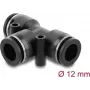 Pneumatischer T-Verbinder DELOCK 12 mm, Innengewinde, Metall-/Kunststoffkörper, 58 mm, zwei Befestigungslöcher