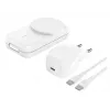 Indoor-Ladegerät Belkin UltraCharge 25W Qi2 3-in-1 Magnetisches Ladegerät EU Weiß Quadratisch