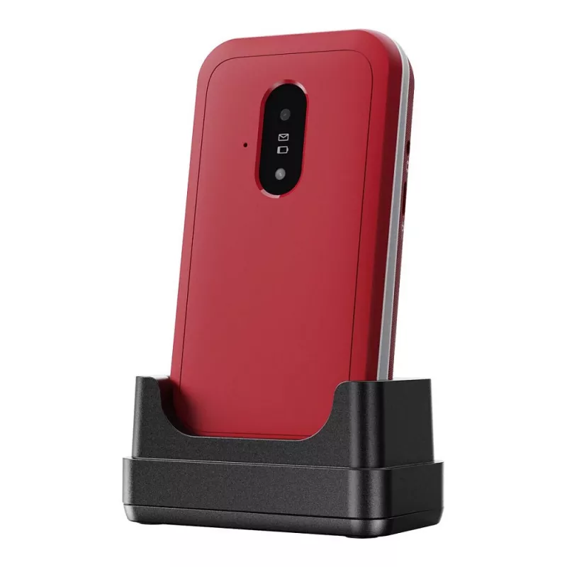Feature-Phone Doro Leva E22 Klapphandy, 2,8 Zoll (7,11 cm) Anzeige, Single SIM, 0,3 MP Kamera, 1150 mAh, 127,8 g, Rot/Weiß