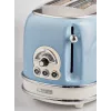 Ariete 155 Design 2-Scheiben-Toaster mit Sandwich-Körben, 6 Bräunungsstufen, 810 W, Edelstahlgehäuse, herausnehmbare Krümelschublade, Pastellblau