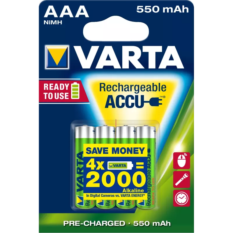 Wiederaufladbare Batterie Varta Ready2Use HR03 AAA 4 Stück