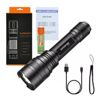 Taschenlampe Supfire C8-H — 1200 lm, USB-wiederaufladbar, 250 m Reichweite