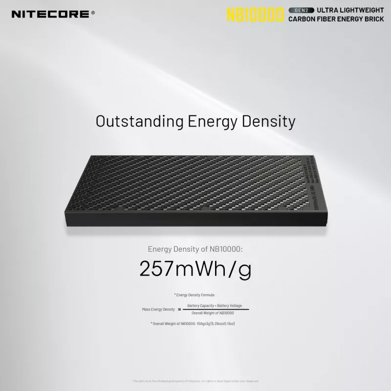 Tragbare Powerbank Nitecore NB10000 — 10000 mAh, USB‑A + USB‑C, 38 W Gesamtausgang, grau