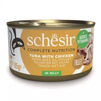 SCHESIR Thunfisch mit Huhn in Gelee - Nassfutter für Katzen - 85 g