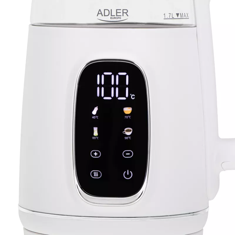 ADLER AD 1305 elektrischer Wasserkocher weiß/silber