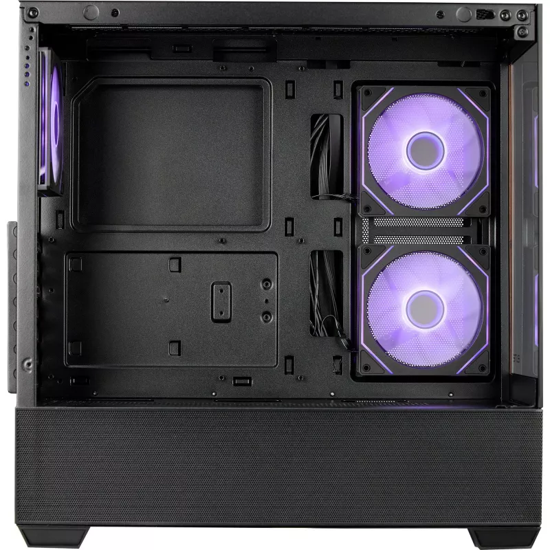 Cooler Master Elite 690 PC-Gehäuse, Midi-Tower, ATX, Tempered Glass - 4x ARGB-Lüfter, Holz, schwarz