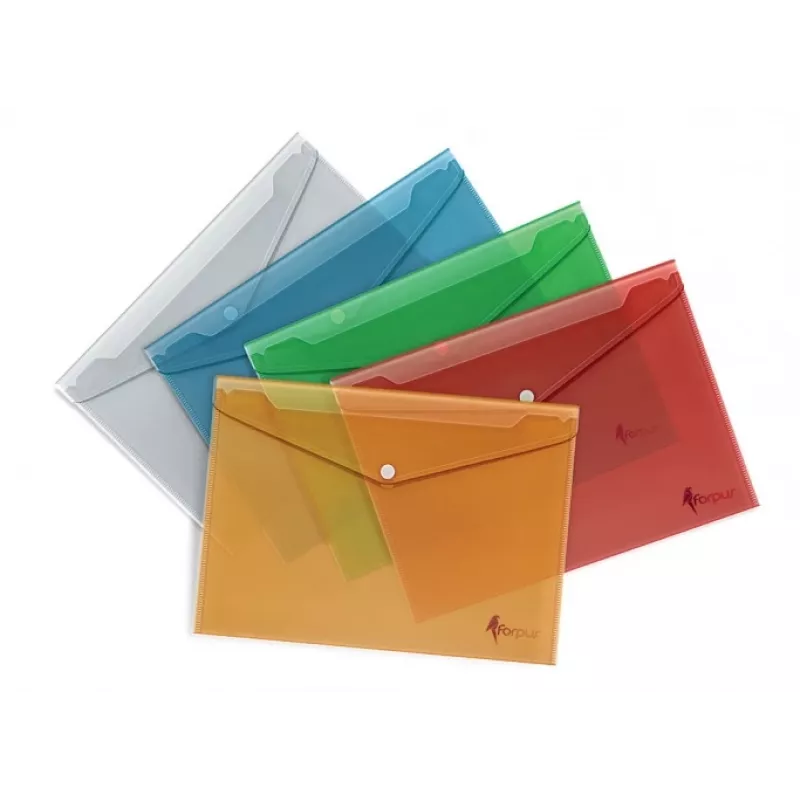 Umschlag mit Aufdruck Forpus, A4, Kunststoff, rot, transparent