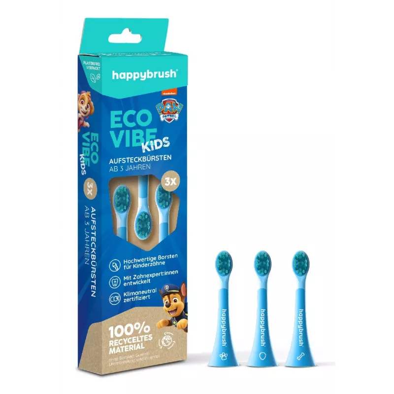happybrush EcoVibe Kids Paw Patrol Ersatzbürstenköpfe, blau, 3 Stück