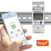 Qoltec 50882 Einphasiger elektronischer Energieverbrauchszähler für Hutschiene | Wi-Fi | TUYA | 230V | LCD