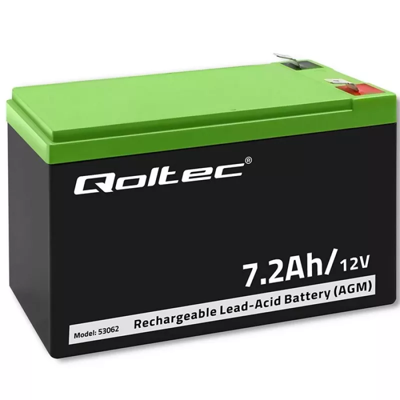 Qoltec 53062 AGM-Batterie | 12V | 7,2 Ah | max 108A