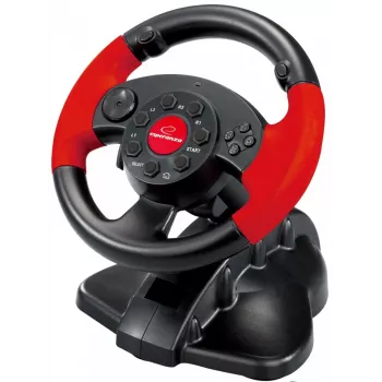 Lenkrad ESPERANZA EG103 Gaming-Controller — PC/PS2/PS3, 13 Tasten, Vibration, Beschleunigungssensor, schwarz/rot