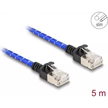 Netzwerkkabel DeLOCK RJ45 schlank 5m Cat6A U/FTP Blau
