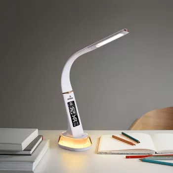 Schreibtischlampe Hawk HW-LAMP05 Weiß LED verstellbar — kompakte LED-Arbeitslampe mit verstellbarem Arm
