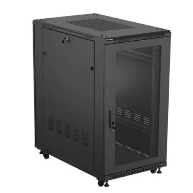 19-Zoll-Rack-Schrank LANBERG FF01-6022-23B, 22U, 600×1000 mm, schwarz, perforierte Türen