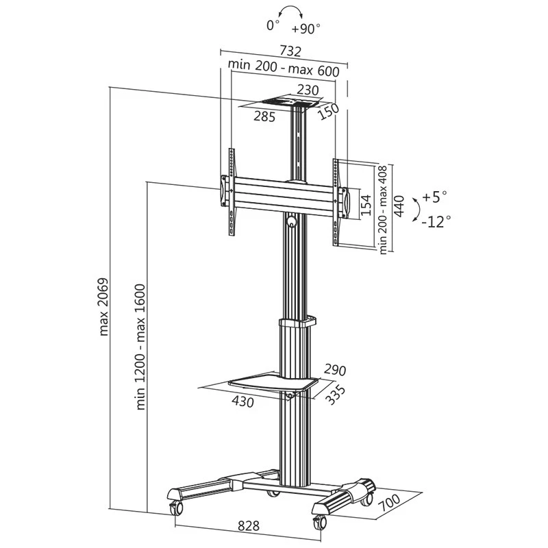 LogiLink BP0025 Multimedia-Wagen/Ständer Weiß Flachbildschirm