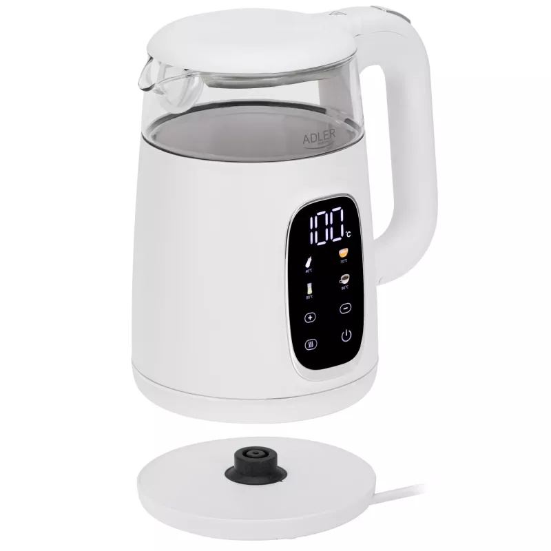 ADLER AD 1305 elektrischer Wasserkocher weiß/silber
