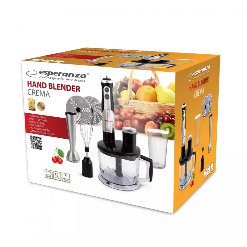 Esperanza EKM004 Stabmixer 0,6 L Schwarz, Silber, Transparent 800 W