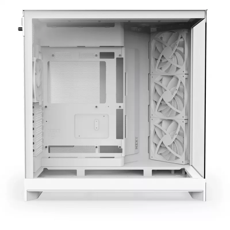 PC-Gehäuse NZXT H9 Flow Midi Tower Weiß – ATX/EATX/Micro ATX/Mini-ITX, 3x140mm vorne, 1x120mm hinten, 2x3,5 Zoll & 6x2,5 Zoll Schächte, gehärtetes Glas
