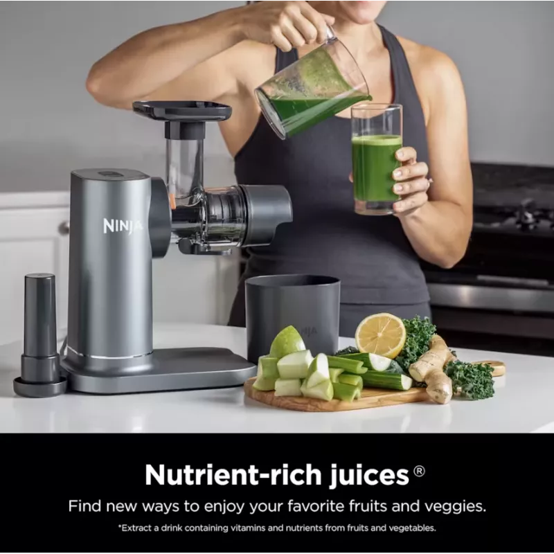 NINJA Cold Press Juicer | Neverclog JC151EU | Typ Kaltentsafter | Grau | 150 W | Anzahl Geschwindigkeiten 1