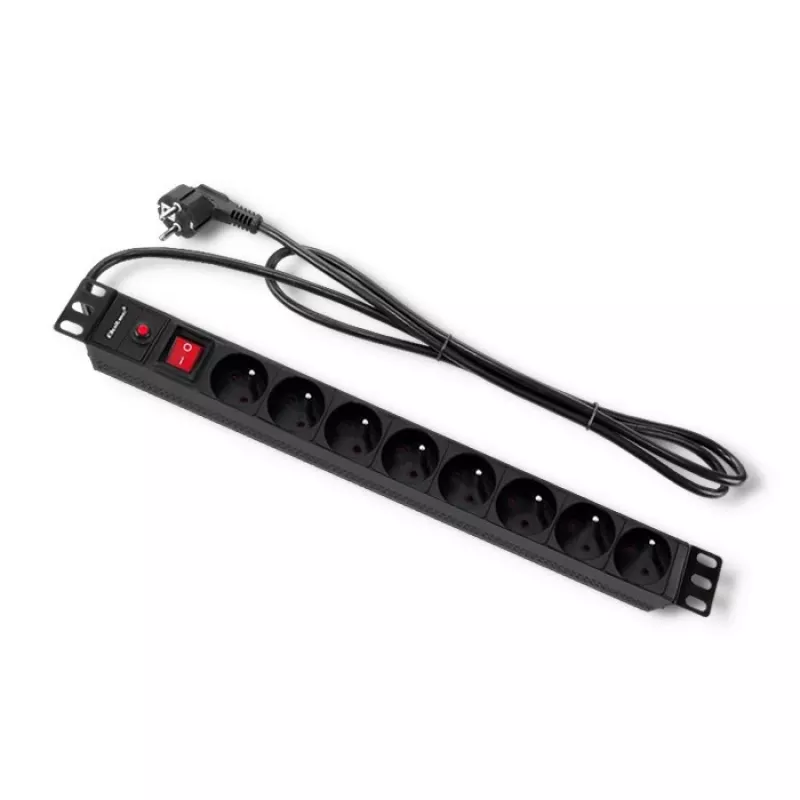 Qoltec 53996 Steckdosenleiste für RACK 19 | 1U | 16A | PDU | 8xFRANZÖSISCH | 2m