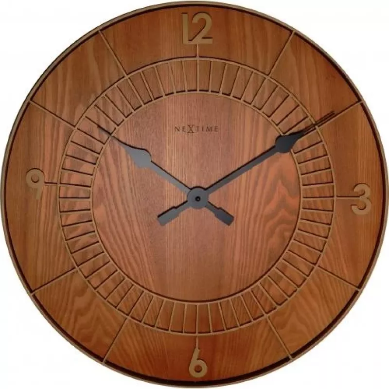 NeXtime klok 3113br Wood Round, Ø50 cm, Wanduhr, Braun