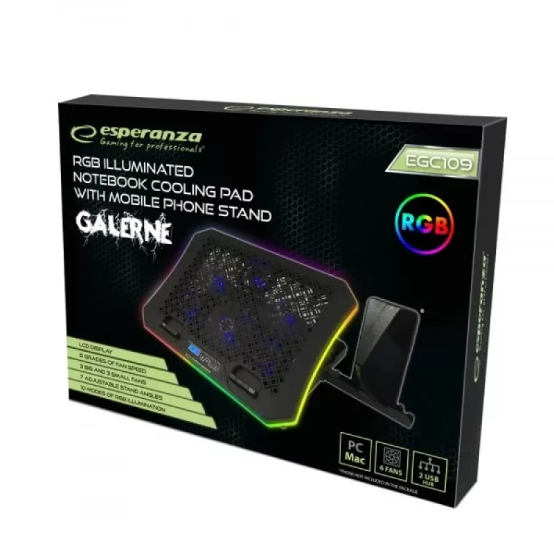 Esperanza GALERNE Laptop-Kühlpad 48,3 cm (19 inch) 2100 U/min Schwarz