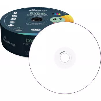 DVD-R MediaRange MR407 4,7 GB 16x Inkjet-printbar 25 Stück