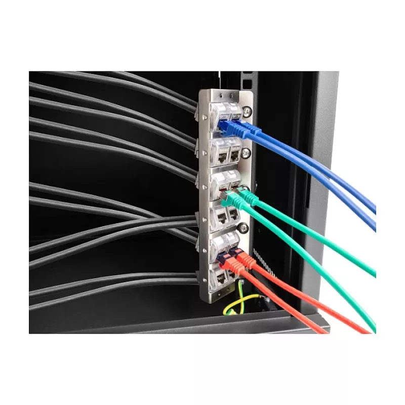 Keystone-Halter, 12-Port, neigbar, für 10-Zoll- und 19-Zoll-Rack-/Wandmontage, DELOCK 67040, Metall/Kunststoff, Silber, 77 × 222 × 27 mm