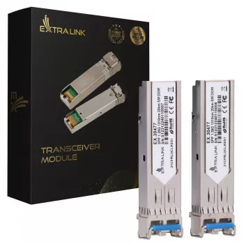 Extralink SFP-Modul SFP 1.25G 2er-Pack, 1,25 Gbit/s, LC/UPC, 1310 nm, 20 km, Einmoden, DOM (für HP/Aruba)