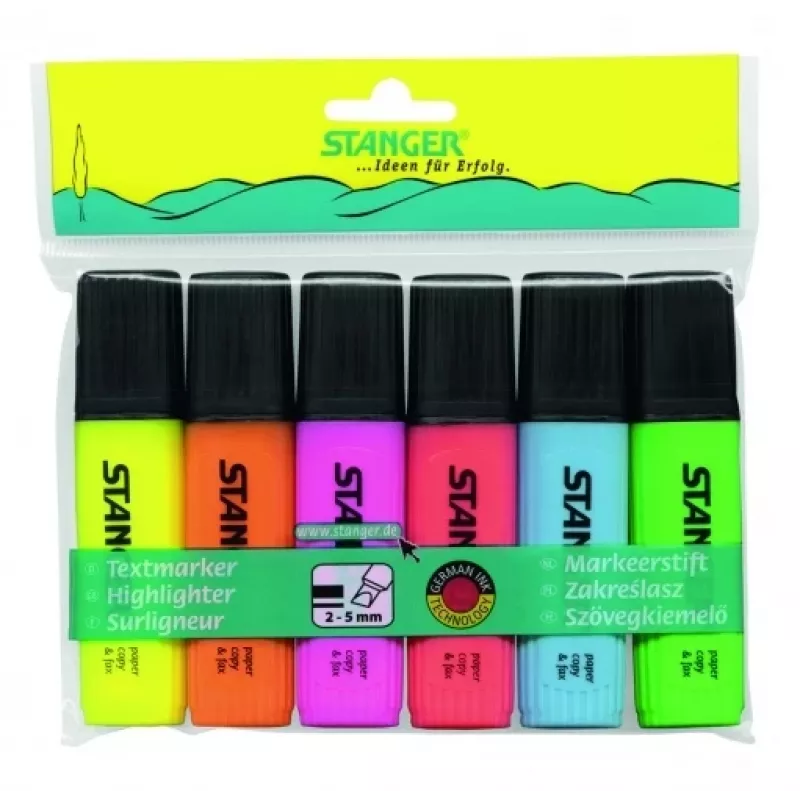 STANGER Textmarker, 1-5 mm, Set 6 Stück 180008000