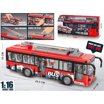 Spielzeugbus mit Lichtern, Sound und zu öffnender Tür Madej Modell 012865