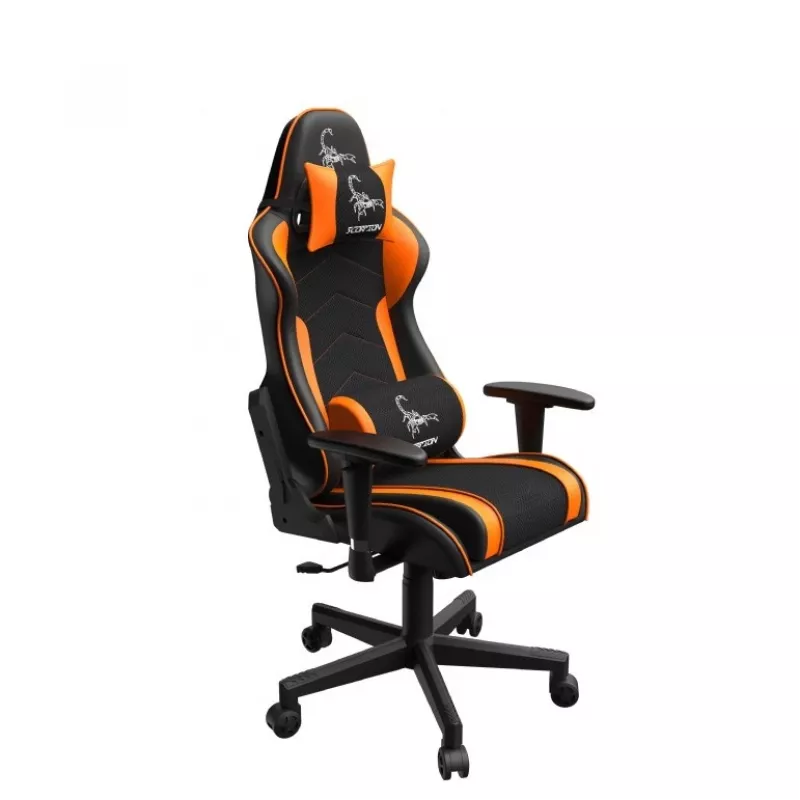 Gaming-Stuhl GEMBIRD GC-SCORPION-04X schwarz-orange ergonomisches Design, verstellbarer Sitz, hohe Rückenlehne