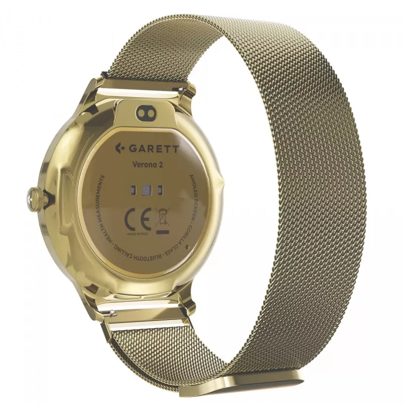 Smartwatch Garett Verona 2 Gold Mesh mit Bluetooth und Herzfrequenzmesser