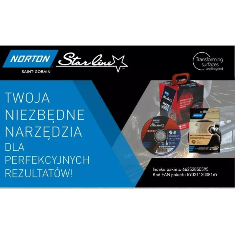 NORTON SHIELD. STARLINE 125mmx1.0/100pcs BUCKET+NON-WOVEN TRENNSCHEIBE
