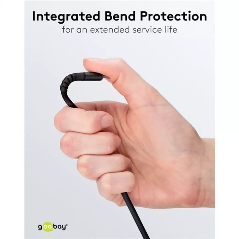 Goobay USB-C Kabel Fabric Supersoft mit Metallsteckern, 2 m, Schwarz (2m, USB 2.0, 60W), USB-Kabel