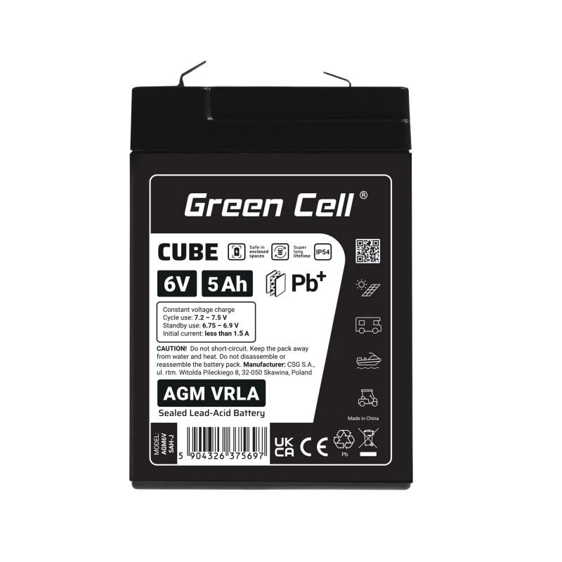 UPS-Batterie Versiegelte Blei-Säure Grün Cell AGM6V5AH-J 6 V 5 Ah