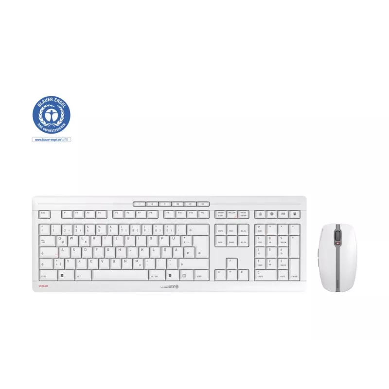 CHERRY Stream Desktop Tastatur Maus enthalten Büro RF Wireless QWERTZ Deutsch Weiß