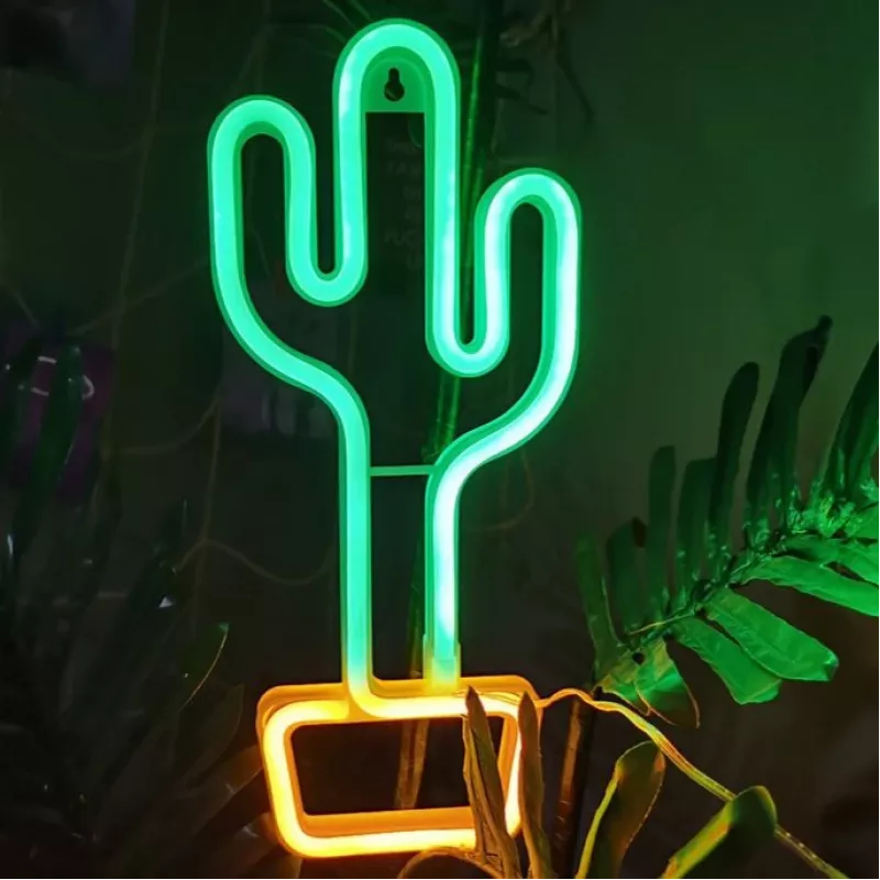 Dekorative Neonleuchte MANTA SNL07GNT Kaktus Grün Gelb, Neonschild