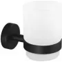 tesa 40566-00000-00 MOON Schwarz Zahnputzbecher Kleber Schwarz (matt), Glas satiniert (40566-00000-00)