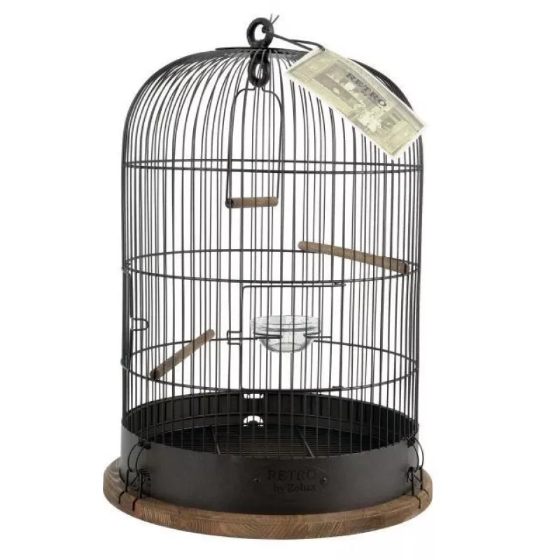 Vogelkäfig ZOLUX Retro Lisette — Metallkäfig für kleine Vögel, Ø38 cm, Höhe 55 cm, dunkelbraun, inklusive Schaukel