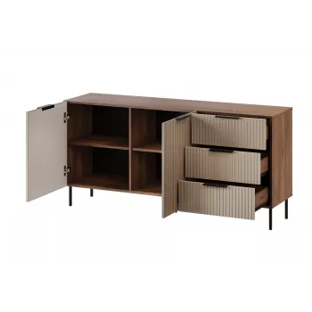 Kommode cama meble ALMERA 156×42×75 cm, Nussbaum/Cashmere, 3 Schubladen, Spanplatte