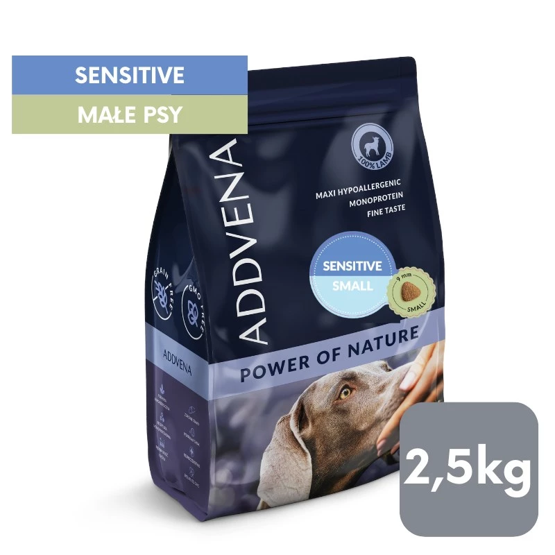 ADDVENA Power of Nature Adult Sensitive Small Lamb - Trockenfutter für Hunde - 2,5 kg