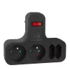Maclean Stromsteckdose, Vierfach mit Schalter, Stabilisierungsfuß, Typ E, 2x2,5A, 2x16A, MCE224 E/B