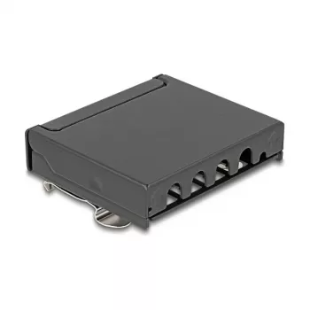 Patchfeld DELOCK Mini Desktop RJ45 4-Port Cat.6A geschirmt schwarz, Metall, 90×22×93 mm