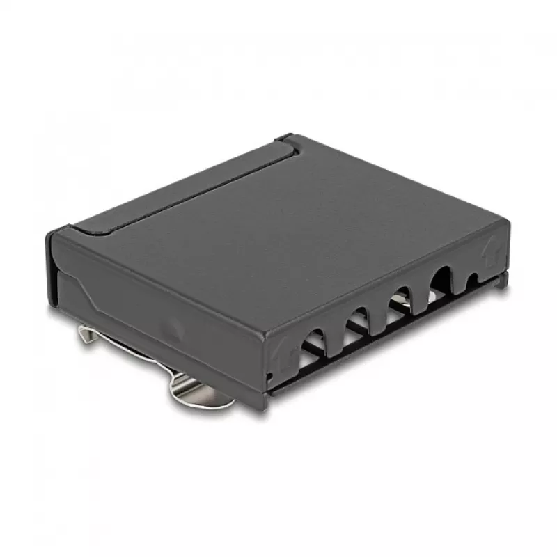 Patchfeld DELOCK Mini Desktop RJ45 4-Port Cat.6A geschirmt schwarz, Metall, 90×22×93 mm