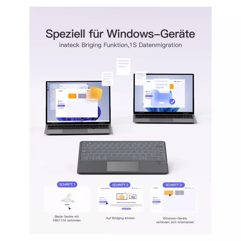 inateck Tastatur Surface grau, Sureface GO 1-4 Com. QWERTZ